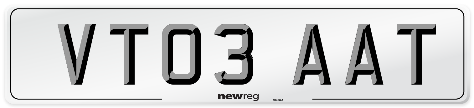 VT03 AAT Number Plate from New Reg
